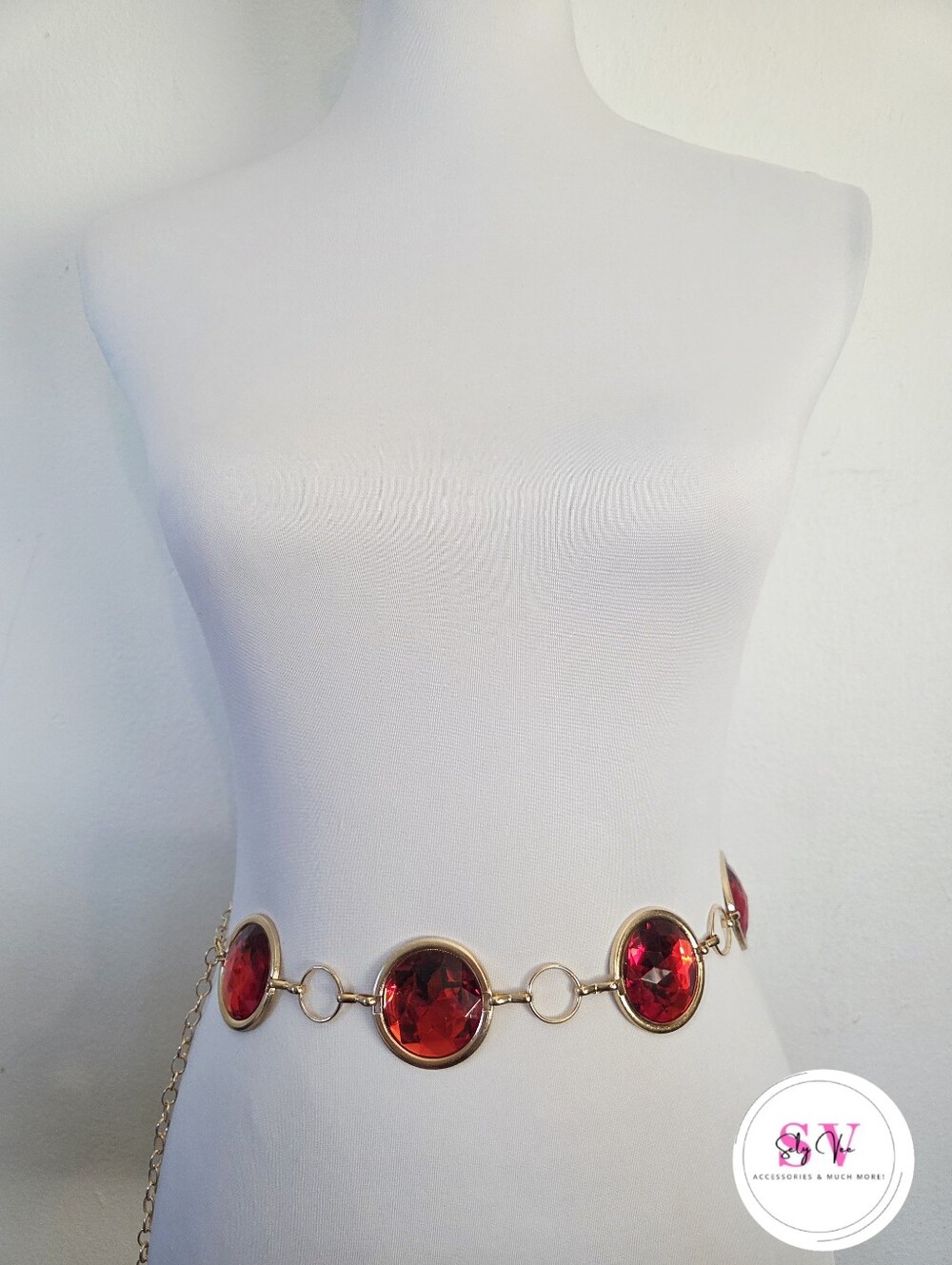 Red Gemstone Gold Chain Belt COMING SOON